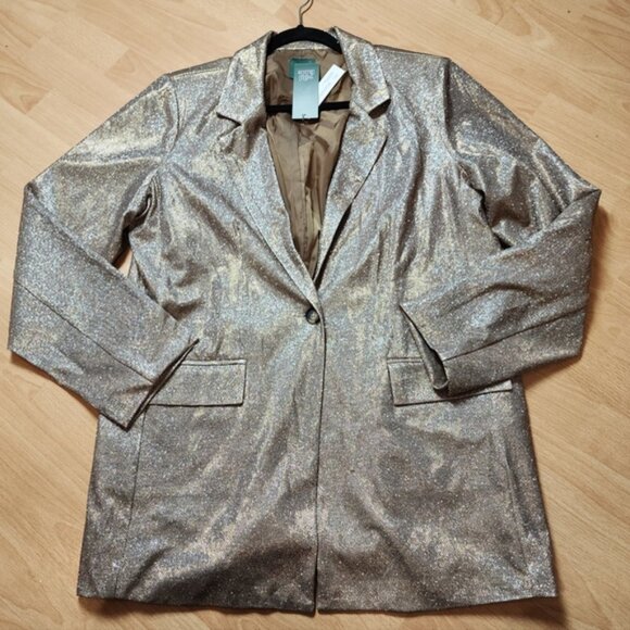 NWT Wild Fable Metallic Glitter Copper Gold Stretch Pant Suit Blazer XL Pant 14 - Picture 7 of 16